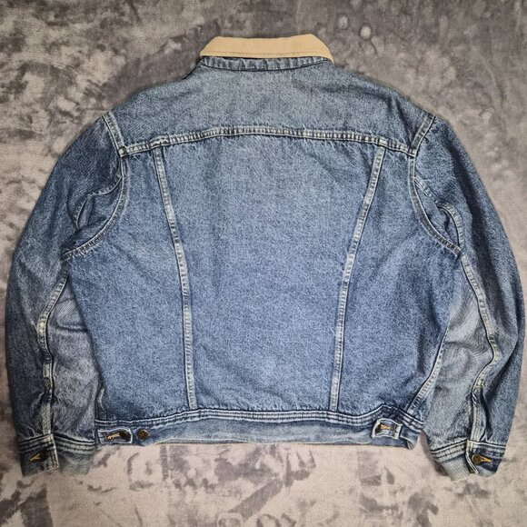 Vintage Lee Storm Rider Sherpa Lined Denim Jacket Men's 46 - Picture 2 of 16